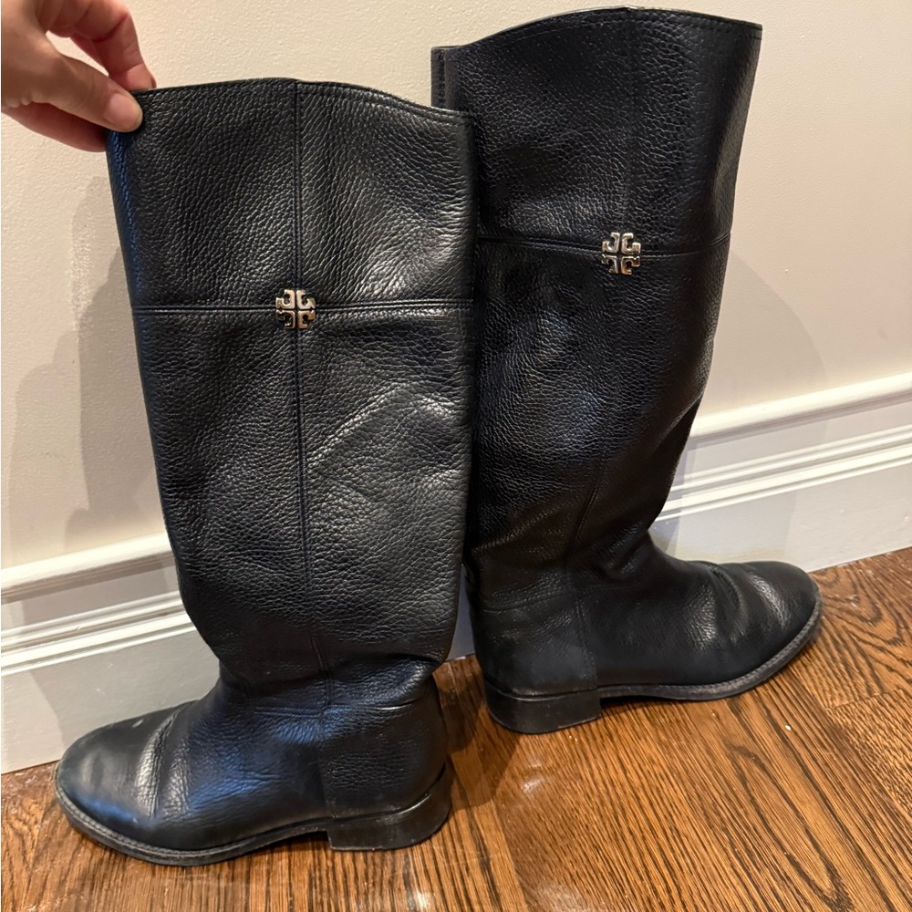 Tory Burch Black Leather Riding Boots
